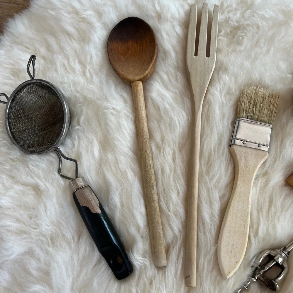 Vintage Rustic Wooden Utensils Kitchen‎ Bundle